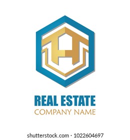 Modern Real Estate Logo Template. Abstract Letter House Logotype Icon Design Vector Illustration
