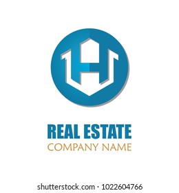 Modern Real Estate Logo Template. Abstract Letter House Logotype Icon Design Vector Illustration