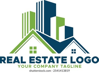 Modern Real Estate Logo Template, Real Estate Logo Design, Vector Illustration, Commercial and Residential Real Estate Logo Design