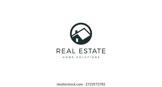 Vector moderno del logotipo de bienes raíces.  Logotipo de la casa, logotipo de techo, logotipo de construcción residencial.