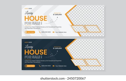 Modern real estate luxury home or house sale timeline facebook cover, elegant apartment social media web banner ads editable flat template design for construction business marketing growth promotion