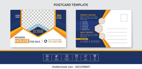 Modern Real Estate Postcard Template
