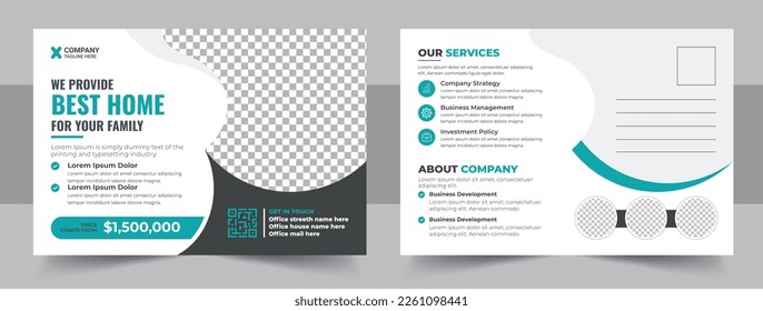 Modern Real Estate Postcard Vector Template , Modern and Elegant Eddm Postcard Template For Home Sale