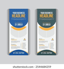 Modern real estate roll-up banner design, Vertical layout
