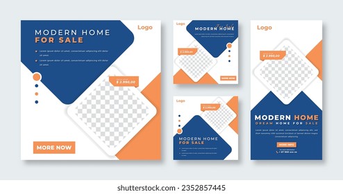 Modern Real Estate Sale Social Media Post for Online Marketing Promotion Banner, Story and Web Internet Ads Flyer