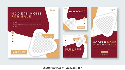 Modern Real Estate Sale Social Media Post for Online Marketing Promotion Banner, Story and Web Internet Ads Flyer