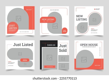 Modern real estate social media banner template, just listed banner, home sale, vector banner