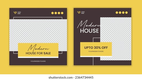 Modern Real estate social media post, residential house template, square home banner design