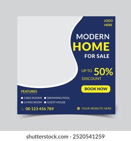 Modern Real estate social media posts design for sale, luxury real estate post template design, real state home social media post,

