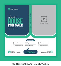 Modern real estate social media post design template or property for sale web banner design template