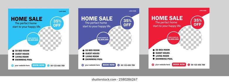 Modern Real Estate social media post, easily editable, colorful, and elegant design.
