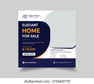 Modern real estate square editable banner template. Social Media Post Template for Real Estate and Apartment Promotion, Minimalist design.Suitable for social media post and web internet ads