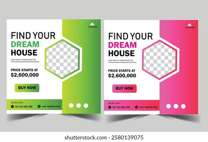 modern real estate square editable banner template