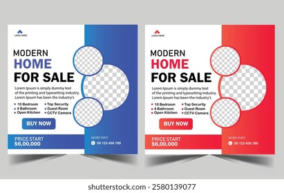 modern real estate square editable banner template