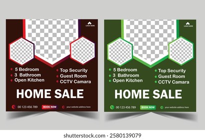 modern real estate square editable banner template