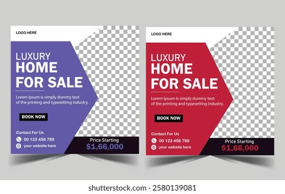 modern real estate square editable banner template