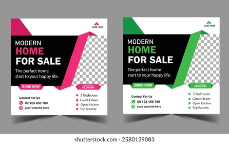 modern real estate square editable banner template