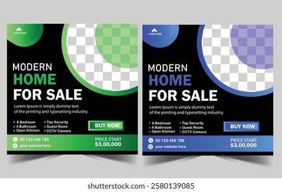 modern real estate square editable banner template