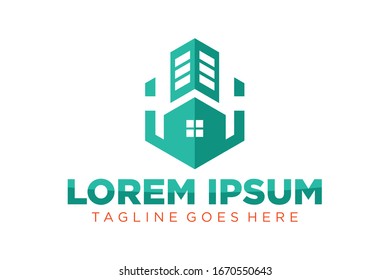 Logotipo vectorial moderno de bienes raíces
