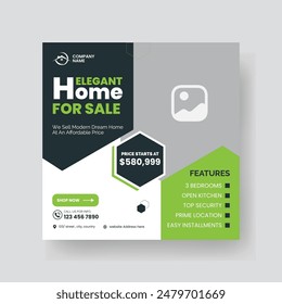 Modern Real state Home rent social media post Sale or carousel design template