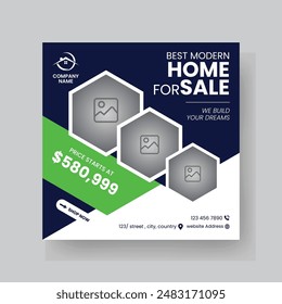 Modern Real state Home rent social media post Sale or carousel design template