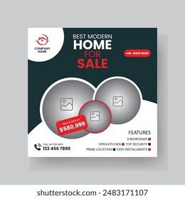 Modern Real state Home rent social media post Sale or carousel design template