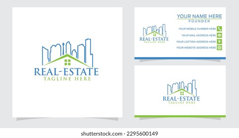 Modern real-estate City logo template with elements
