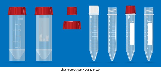 Modern realistic 3d Test-tubes on a blue background. Vector illustration