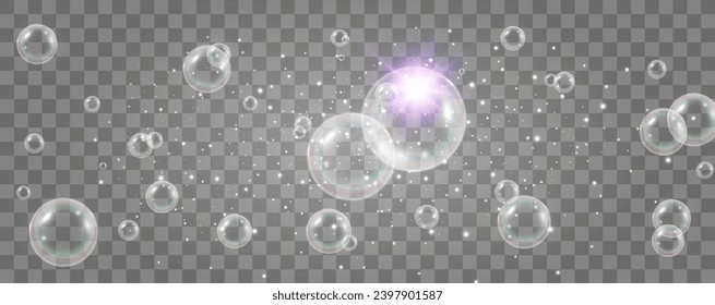 Modern realistic air bubbles under water.Illustration of air objects.