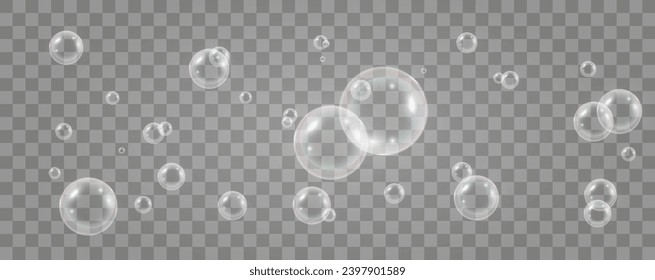 Modern realistic air bubbles under water.Illustration of air objects.