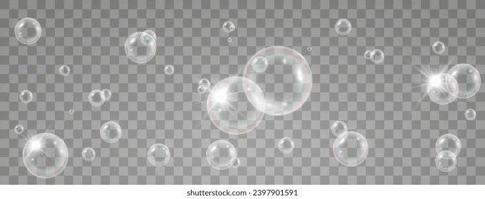 Modern realistic air bubbles under water.Illustration of air objects.