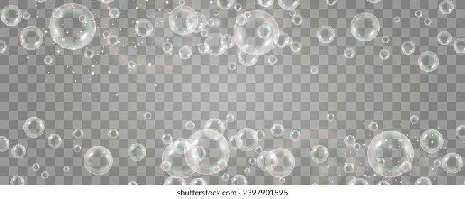 Modern realistic air bubbles under water.Illustration of air objects.