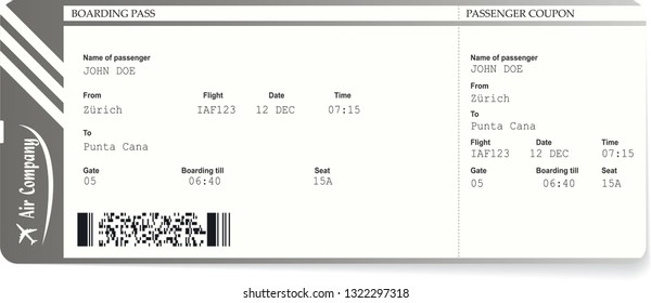 Modern Realistic Airline Ticket Boarding Pass Stock Vector (Royalty ...