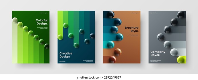 Modern realistic balls cover concept set. Colorful banner A4 vector design layout collection.