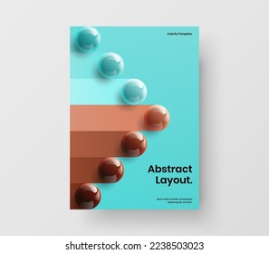 Modern realistic balls placard concept. Fresh corporate cover A4 design vector layout.