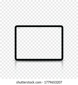 Modern realistic black tablet computer with transparent screen. Vector illustration.