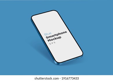 Modern Realistic Blue Mockup Smartphone For Presentation, Information Graphics, App Display, Eps Vector Format.