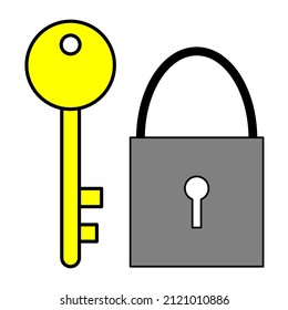 Modern realistic button with black lock key for web background design. Business icon. Vector illustration. stock image. 