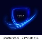 Modern realistic dark blue shield light with motion light line neon