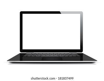 Modern realistic and detailed laptop isolated on white. Vector illustration.