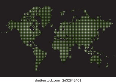 Moderne realistische gepunktete Vektorweltkarte. Diese gepunktete Weltkarte mit ihren gepunkteten und umrissenen Regionen bietet eine Möglichkeit, die Erde zu betrachten. Verwenden Sie diese gepunktete Weltkarte für moderne Bildung, Datenpräsentation