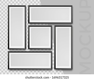 Modern realistic empty black frames on a white background