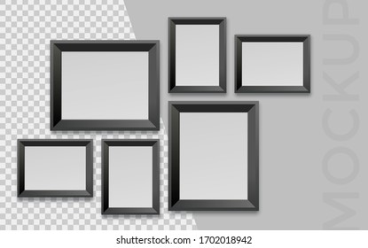 Modern realistic empty black frames on a white background