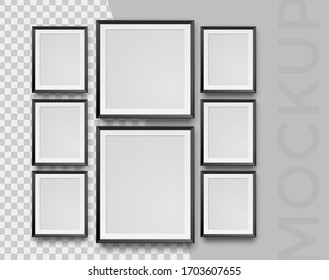 Modern realistic empty black frames on a white background