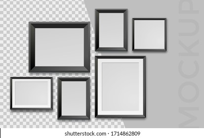 Modern realistic empty black frames on a white background