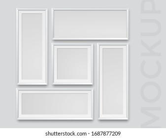 Modern realistic empty white frames on a white background