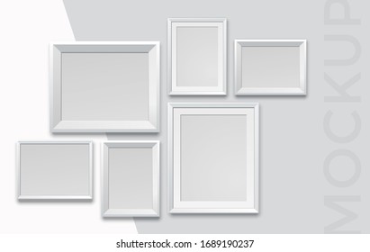 Modern realistic empty white frames on a white background