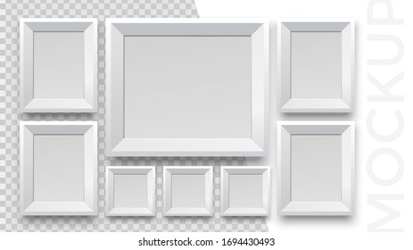 Modern realistic empty white frames on a white background