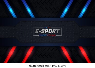 Modern Realistic Glow Metallic E-Sports Gaming Style Background Red and Blue