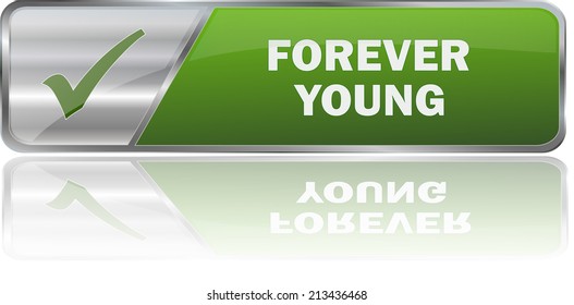 modern realistic green 3D forever young label sign